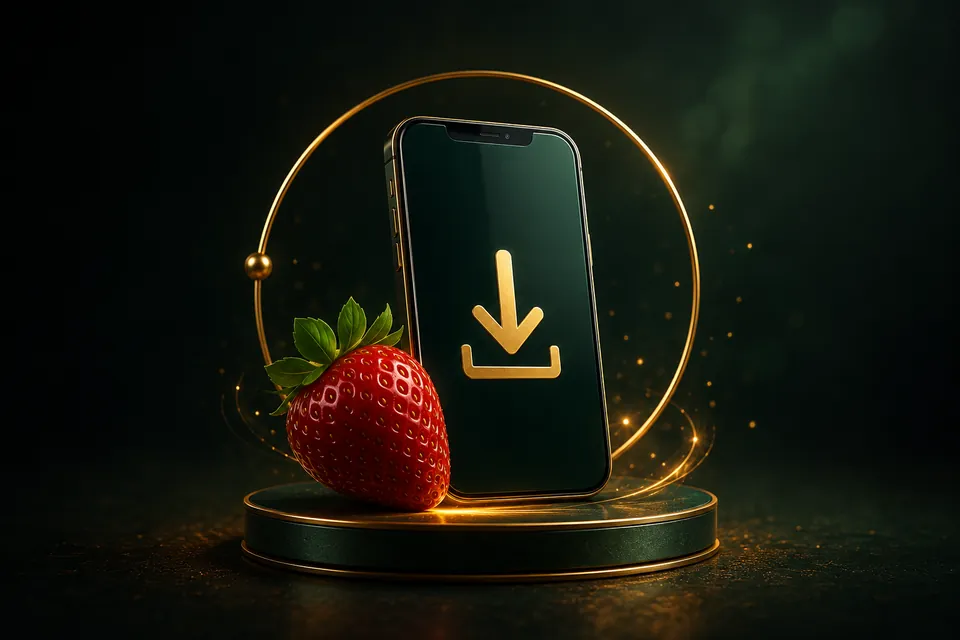 Смартфон со стрелкой загрузки на золотой подставке